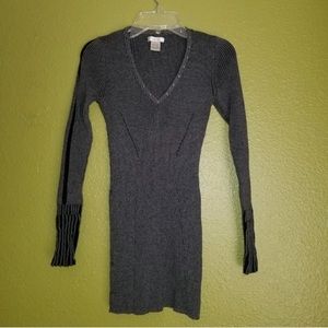 Vintage Cache Charcoal V-Neck Studded Sweater Tunic Forenza